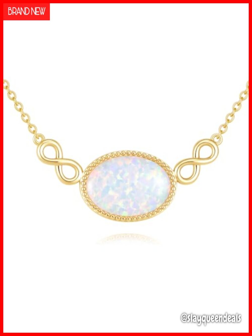 18k Gold Plated Opal Infinity Necklace 925 Sterling Silver Pendant